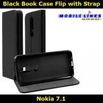 Black Book Case Flip with Strap For Nokia 7.1 TA-1100 Slim Fit Look